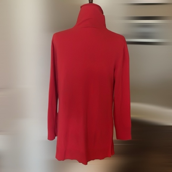Ann Taylor Petite Turtleneck Tunic Sweater Red LP - Picture 4 of 6